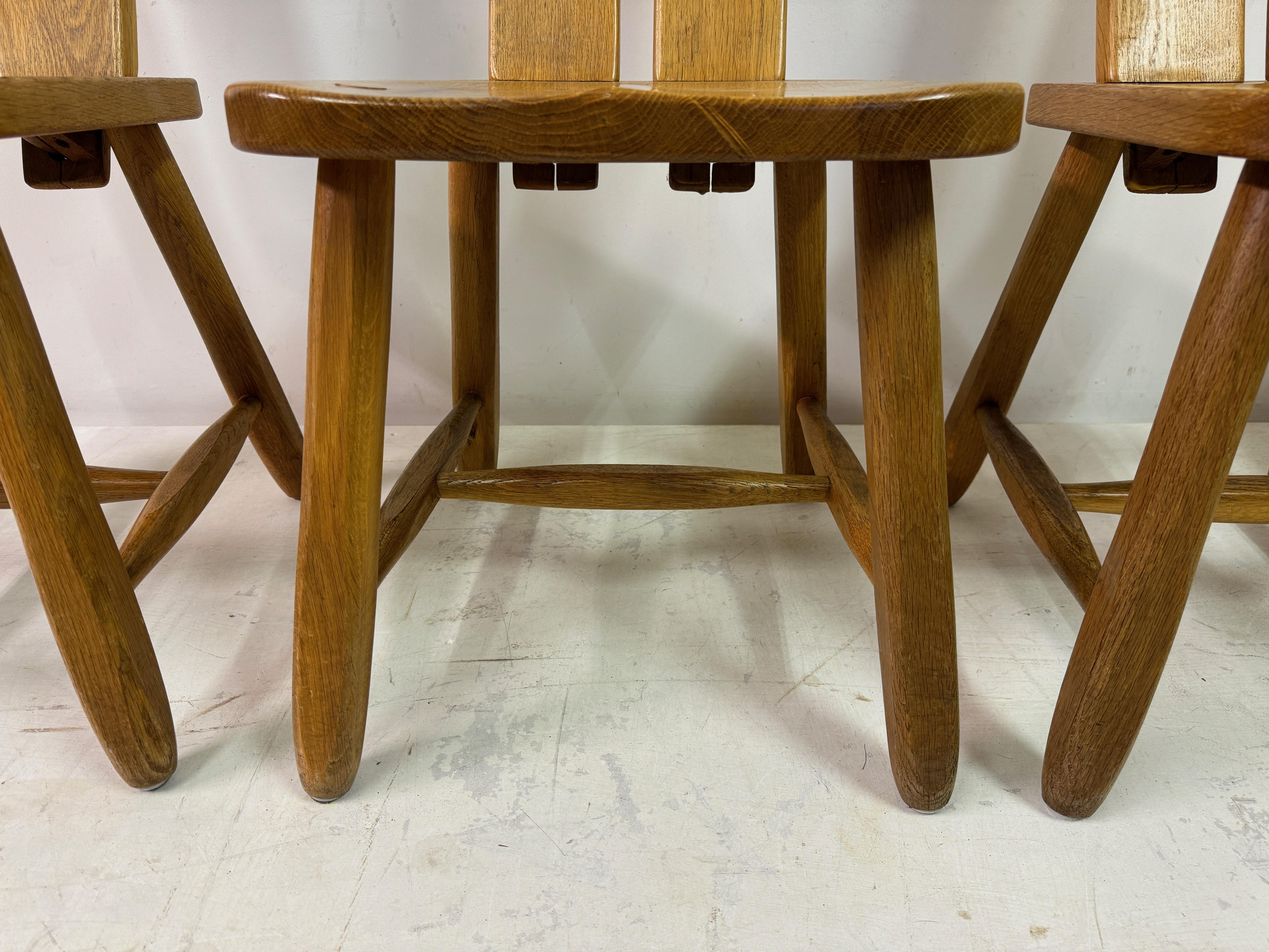 Set of Four 1960s Oak Dining Chairs by De Puydt For Sale 2