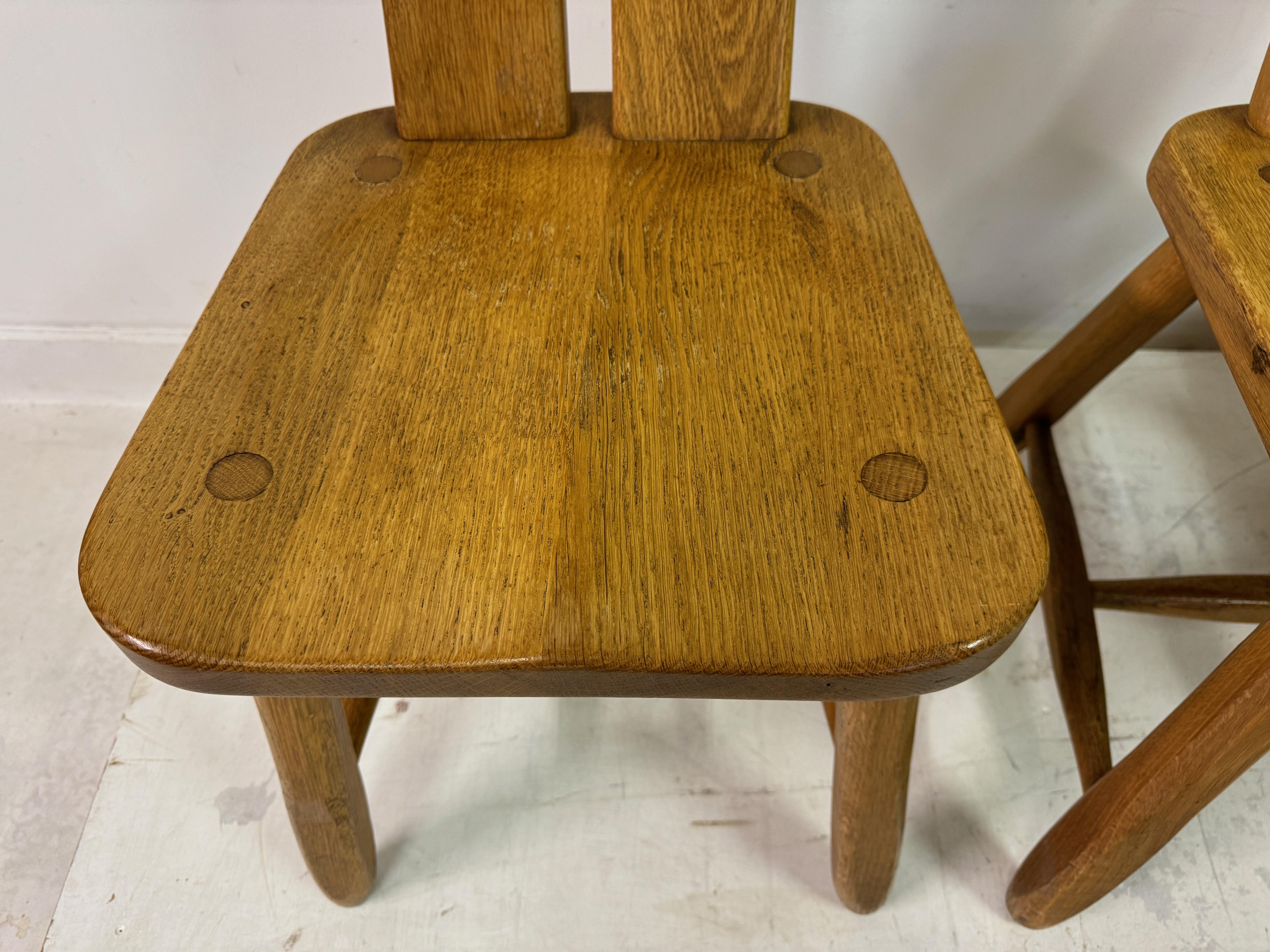 Set of Four 1960s Oak Dining Chairs by De Puydt For Sale 3