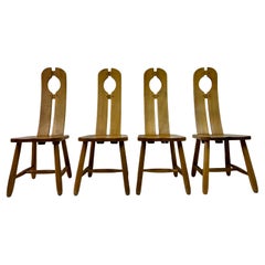 Juego de cuatro sillas de comedor de roble de los años 60, De Puydt