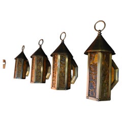 Set of Four 1960s Outdoor Brass Sconces