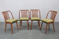 Set of Four 1960s Šuman Mid-Century Beech Dining Chairs, Restored Upholstery