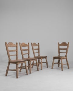 Set Of Four 1970s Belgian Oak Dining Chairs