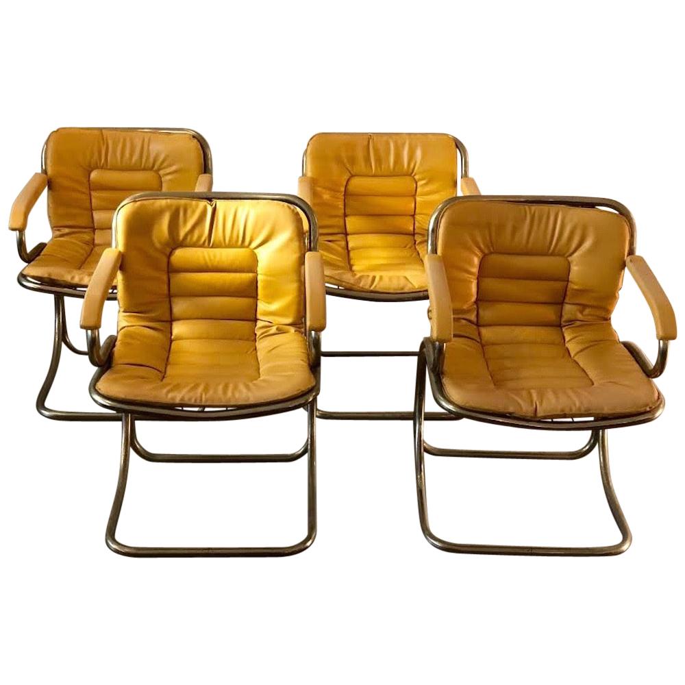 Set of Four 1970s Gastone Rinaldi Cantilever Chairs For Sale