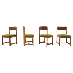 Set of Four 1970s Hungarian "Emil" Dining Chairs w/ Lime Green Upholstery, Teak