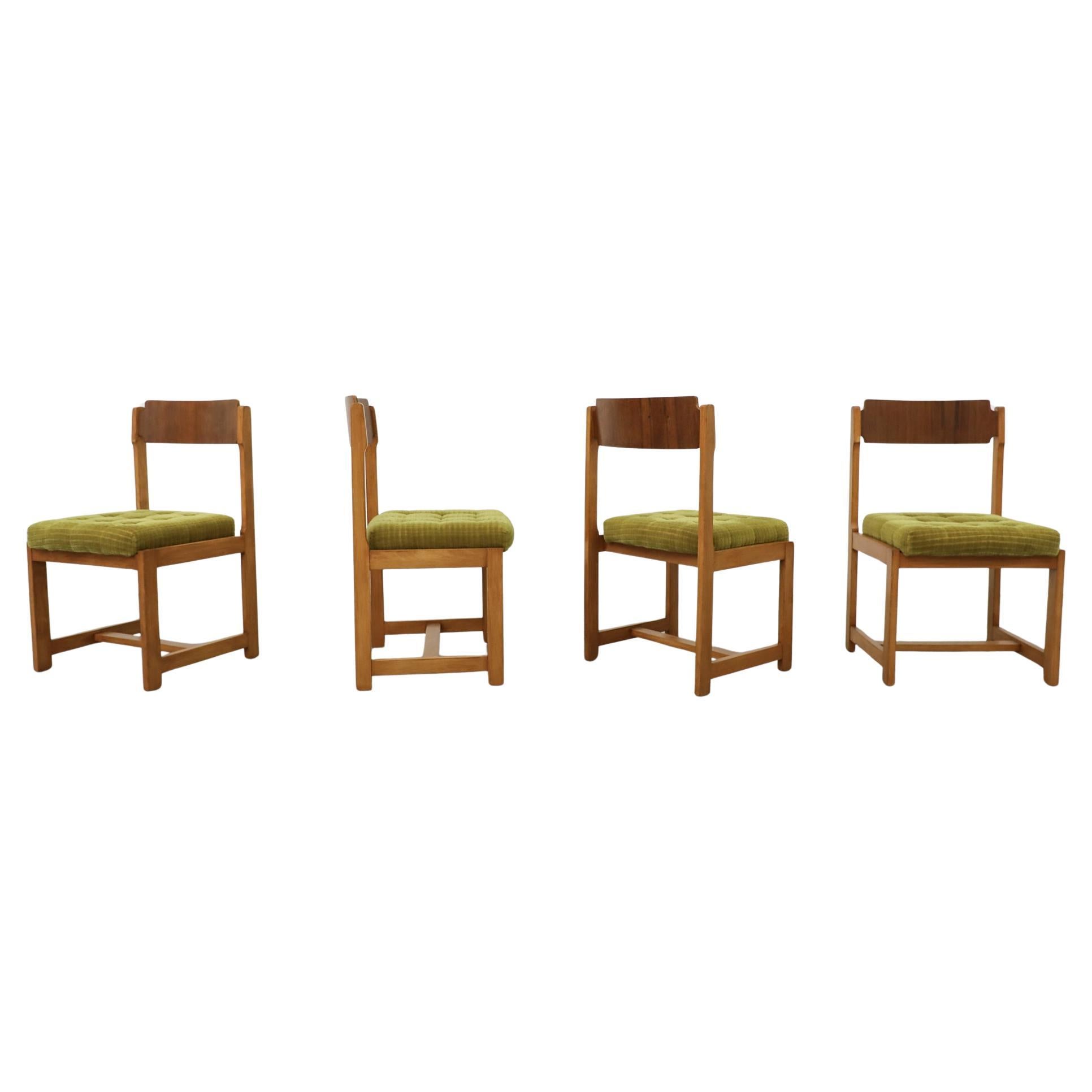 Set of Four 1970s Hungarian "Emil" Dining Chairs w/ Lime Green Upholstery, Teak For Sale