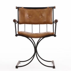 Set of Four 1970s Iron Campaign Style Dining Chairs, Attributed to Cleo Baldon