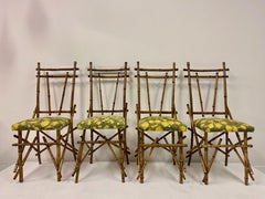 Set of Four 1970s Italian Bamboo Dining Chairs