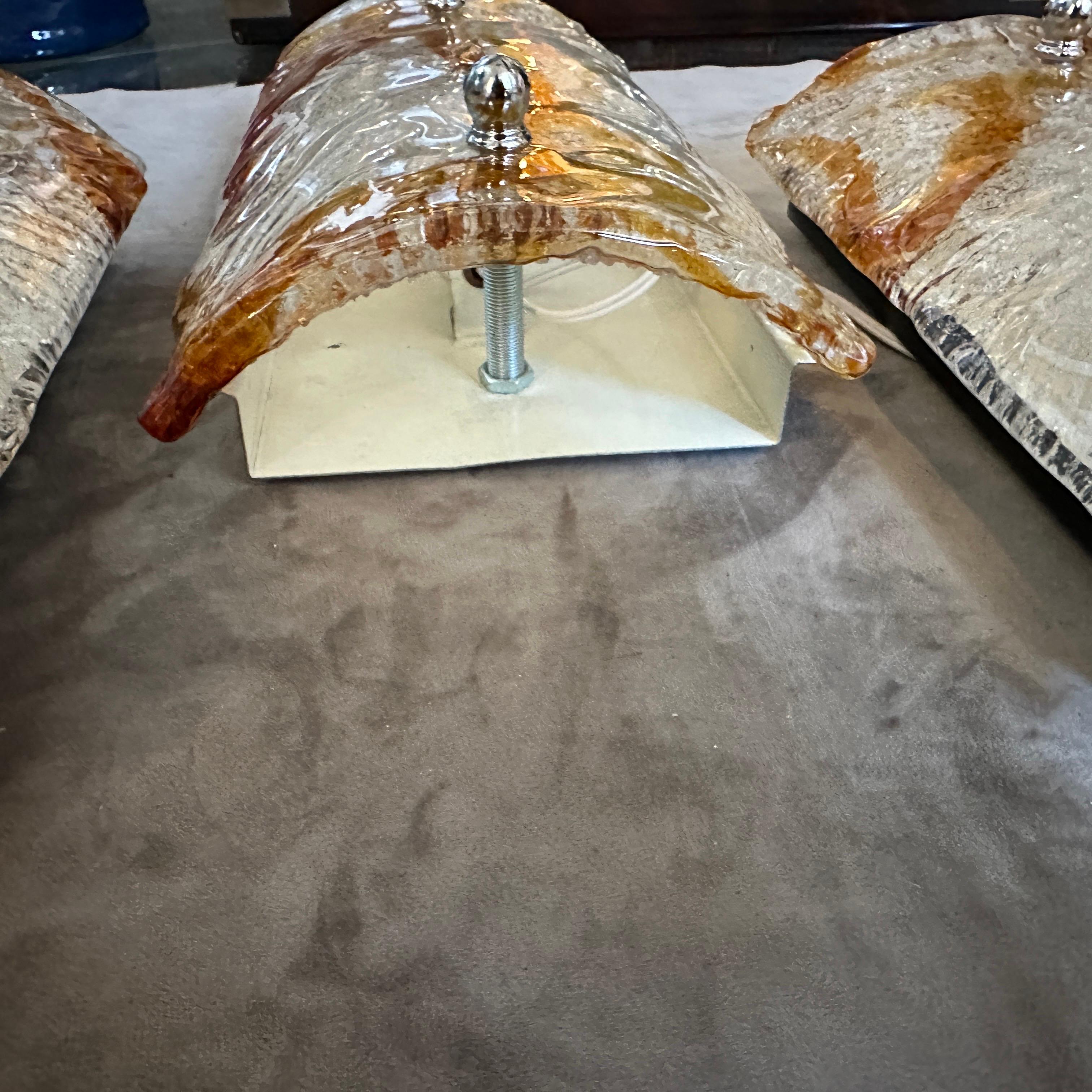 Juego de cuatro apliques de pared de cristal de Murano de mediados de siglo de los años 70 de Mazzega en venta 1
