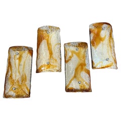 Set of Four 1970s Mid-Century Modern Murano Glass wall Sconces by Mazzega