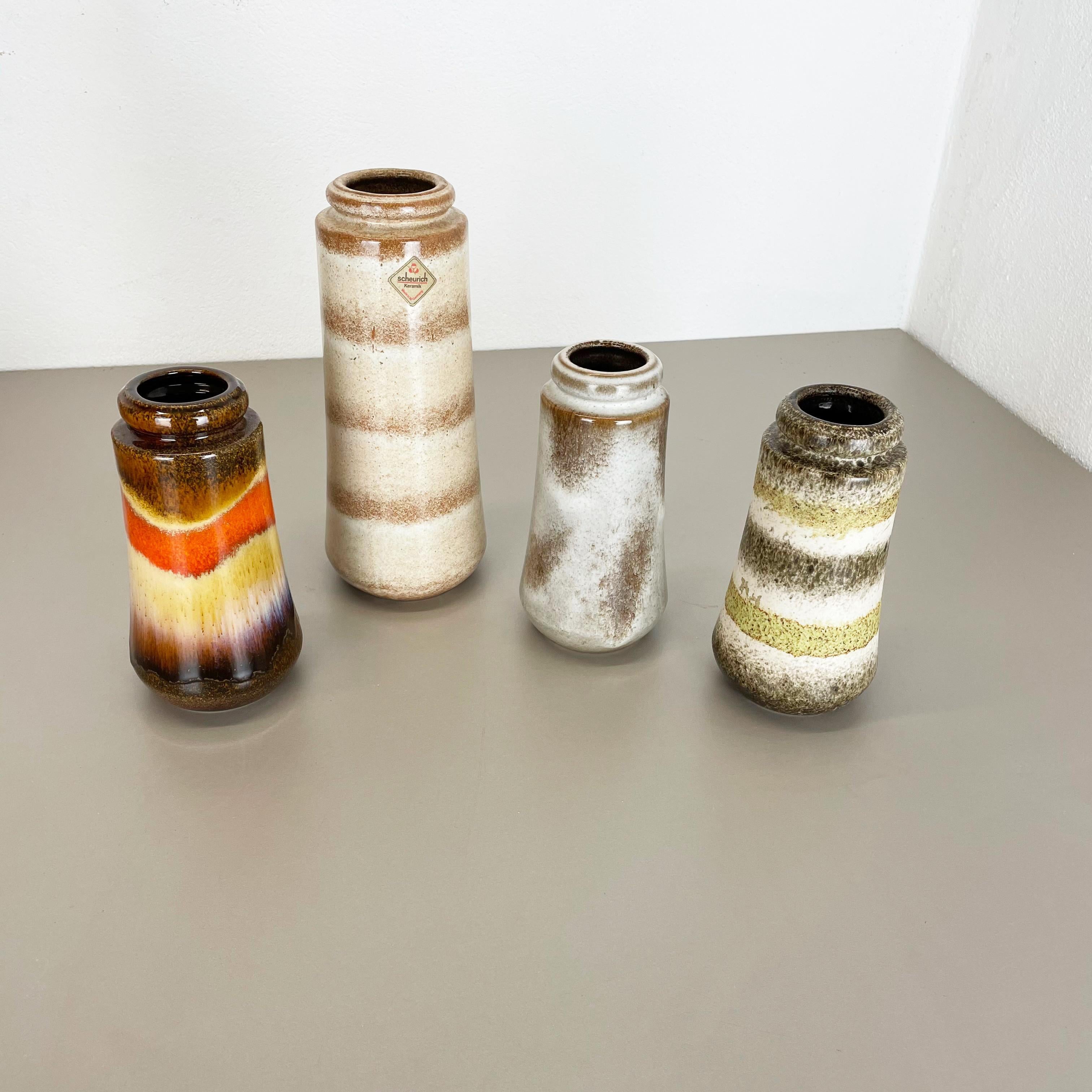 Mid-Century moderno Set di quattro vasi in ceramica Fat Lava 
