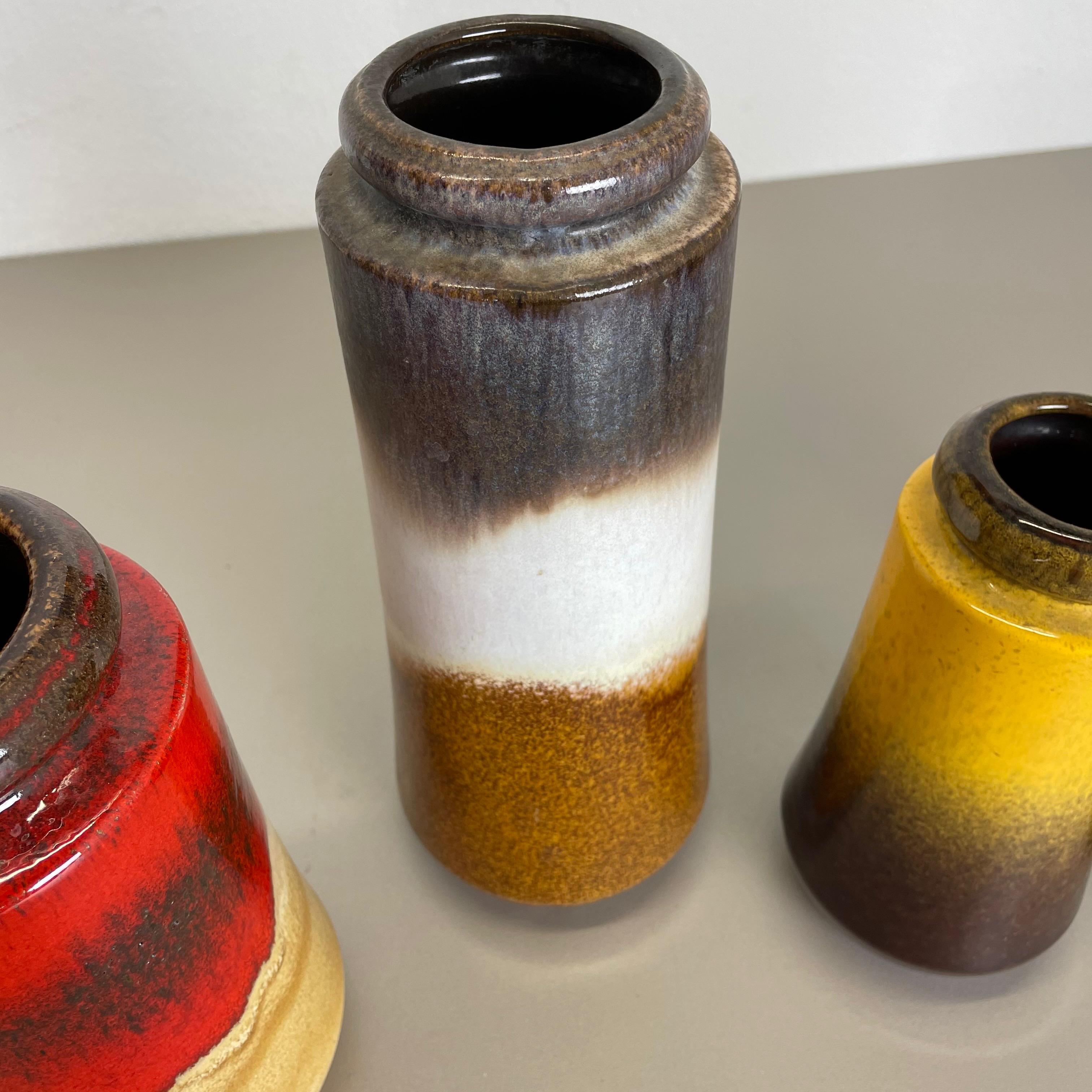 Set of Four 1970s Pottery Fat Lava 