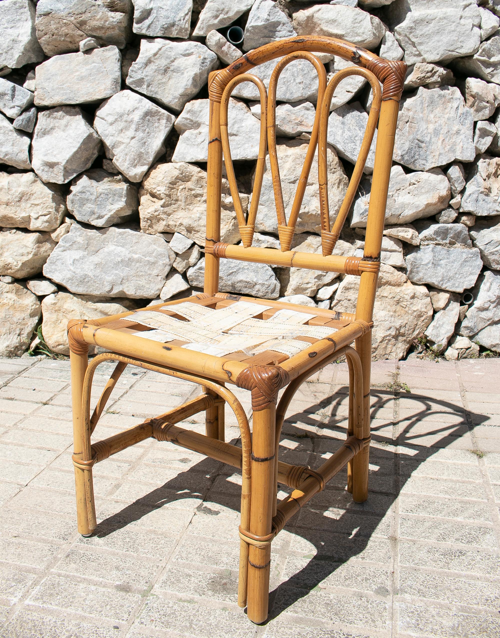 Set of Four 1970s Spanish Bamboo Chairs In Good Condition For Sale In Marbella, ES