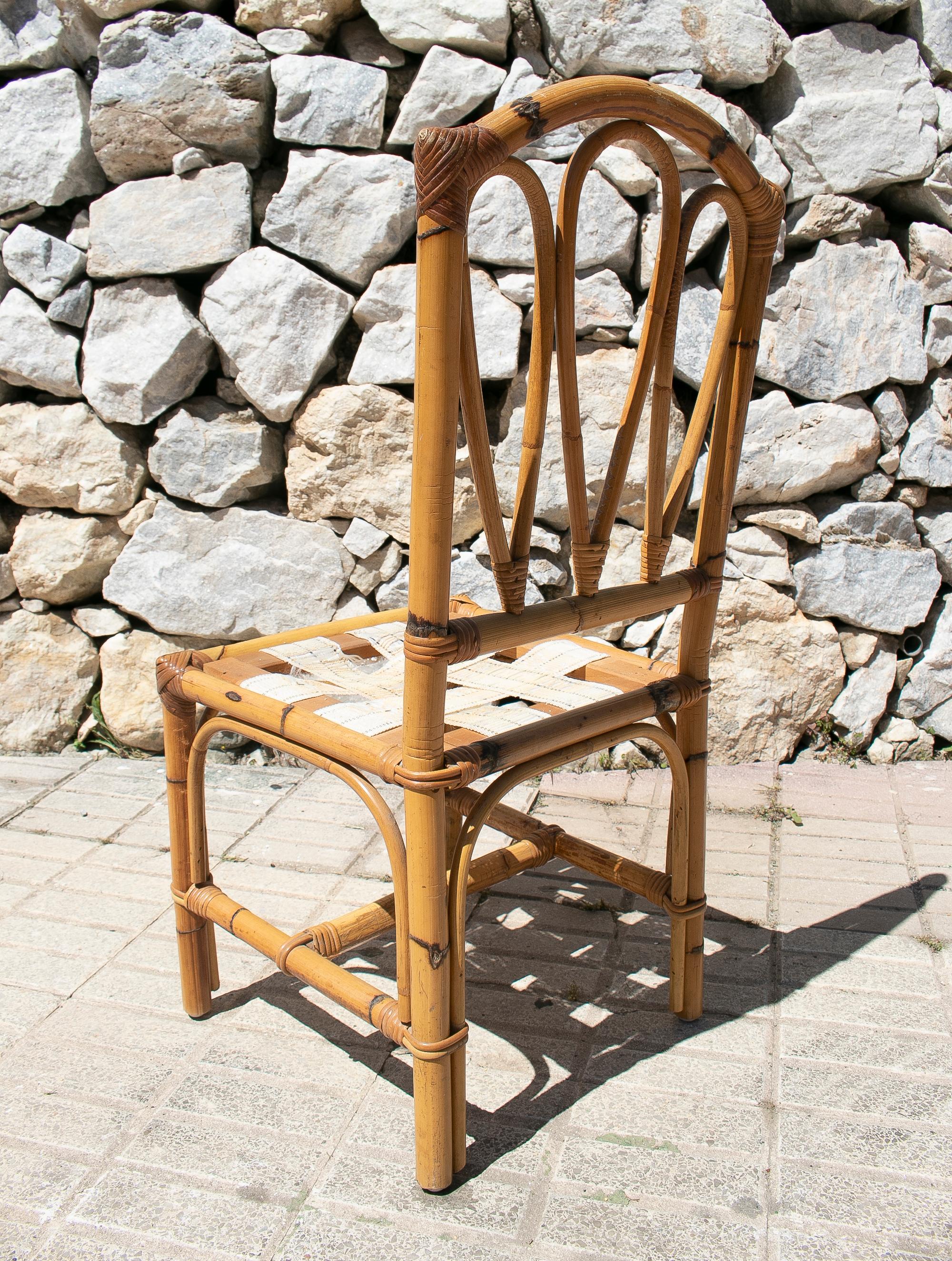 20th Century Set of Four 1970s Spanish Bamboo Chairs For Sale
