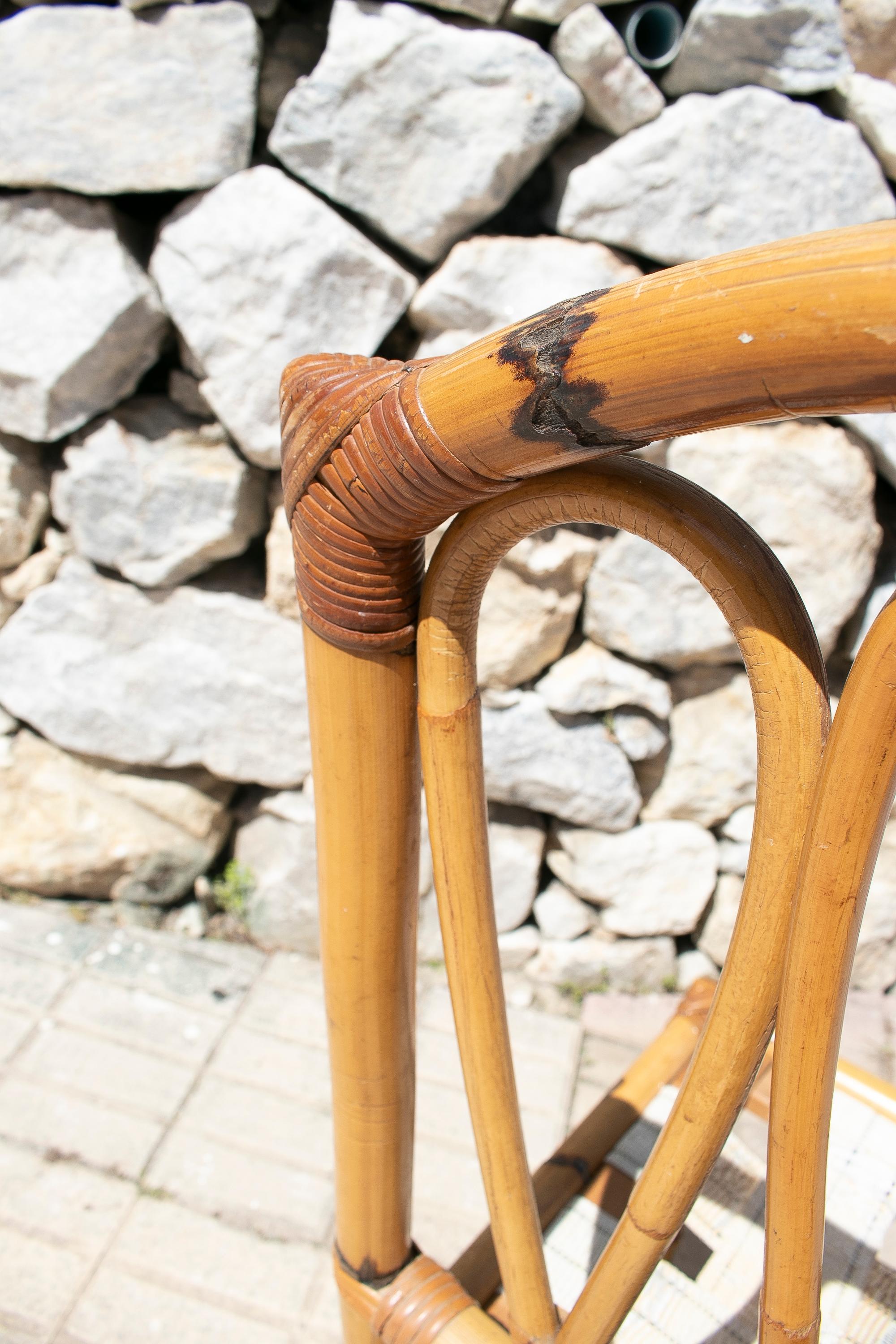 Set of Four 1970s Spanish Bamboo Chairs For Sale 3