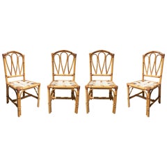 Set of Four 1970s Spanish Bamboo Chairs