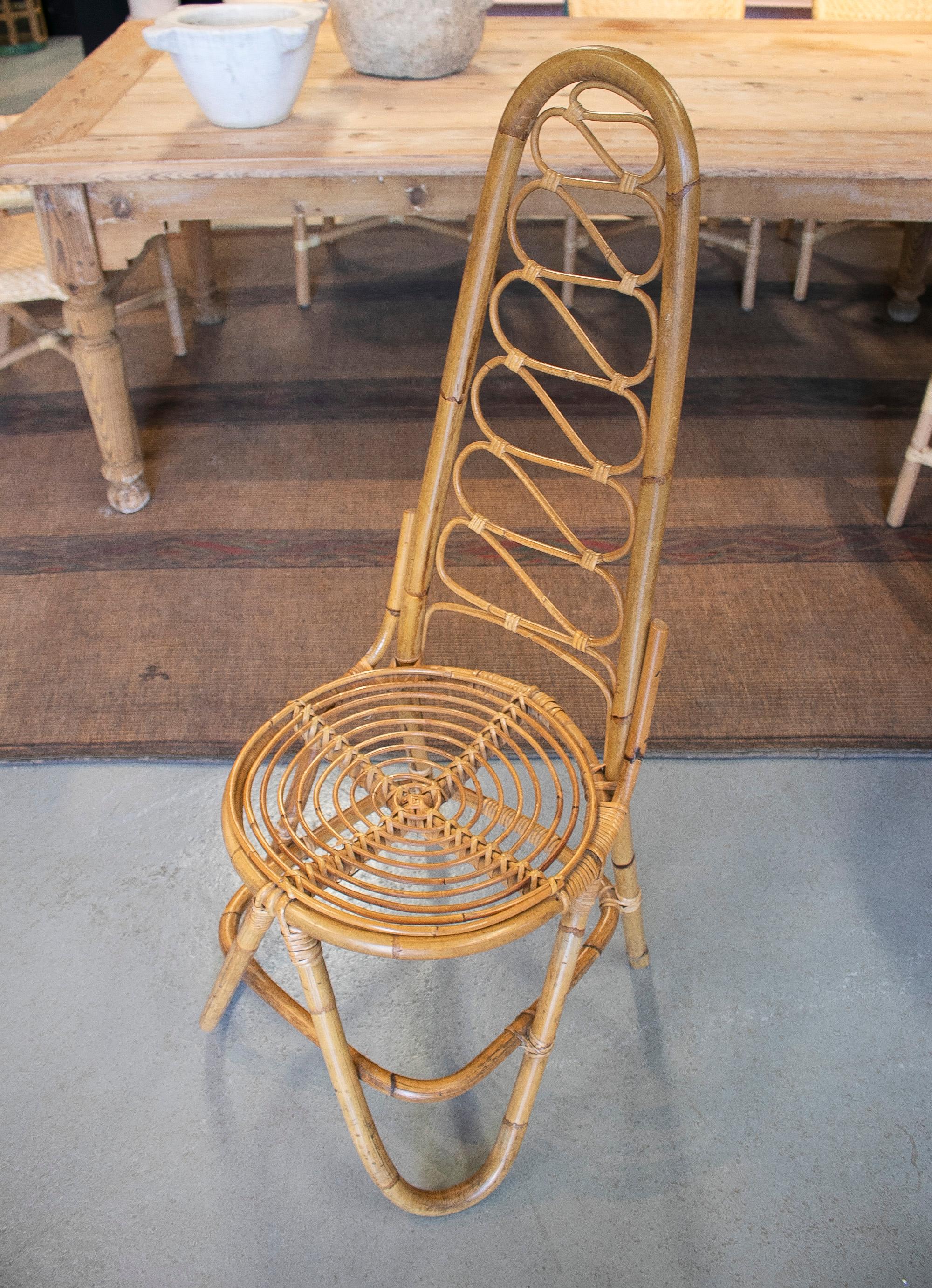 high back bamboo chair