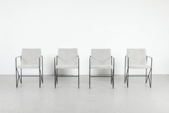 Set of Four 1980s Postmodern Mario Botta Style Wire Frame Armchairs
