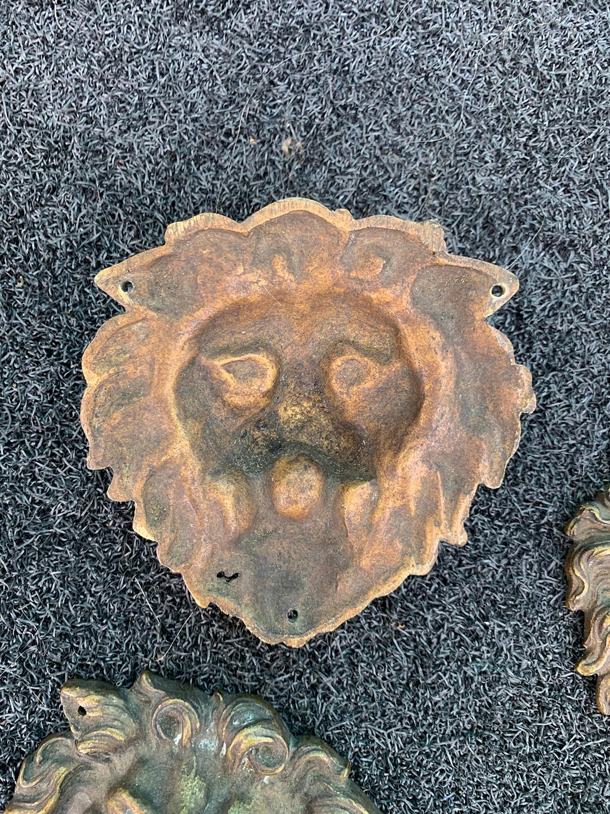 Set of Four 19th-20th Century Bronze Lion Head Medallions For Sale 7