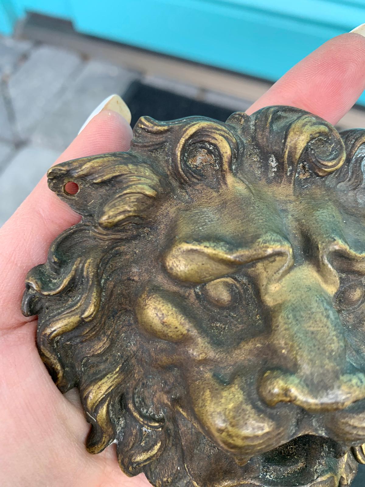 Set of Four 19th-20th Century Bronze Lion Head Medallions For Sale 9