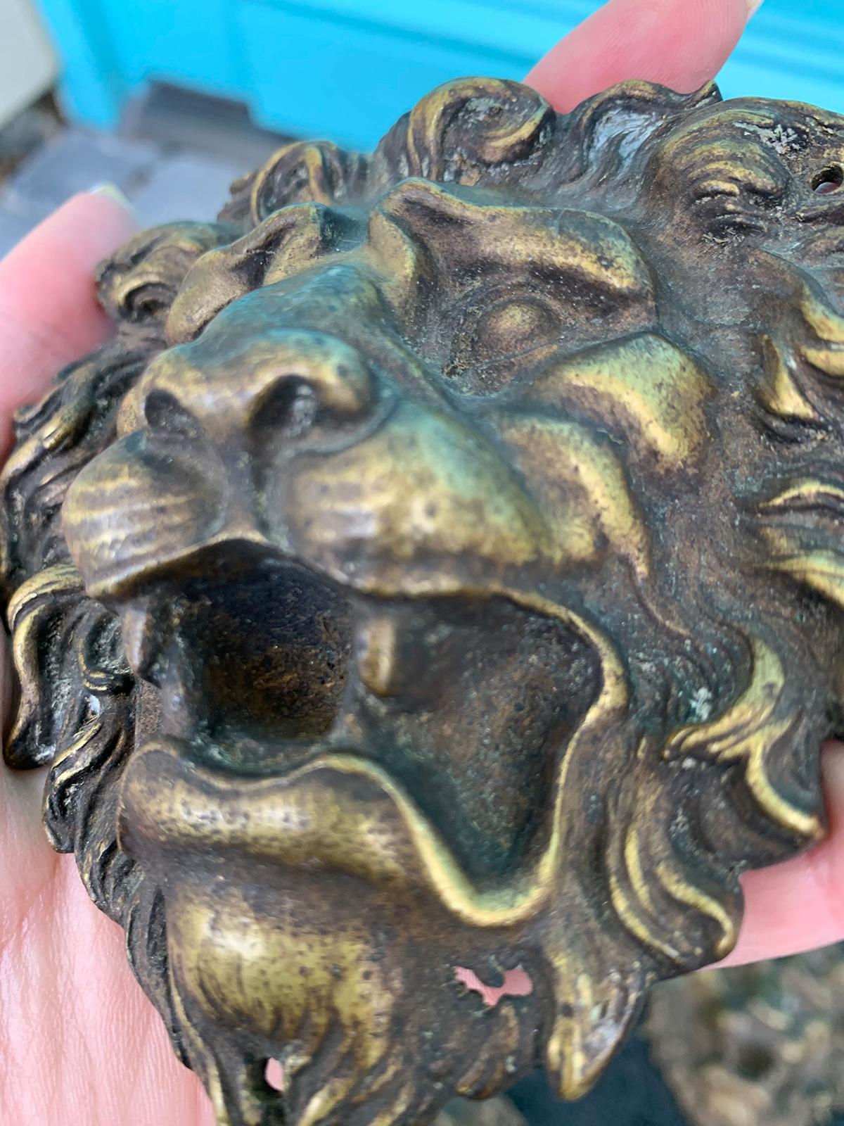 Set of Four 19th-20th Century Bronze Lion Head Medallions In Good Condition For Sale In Atlanta, GA