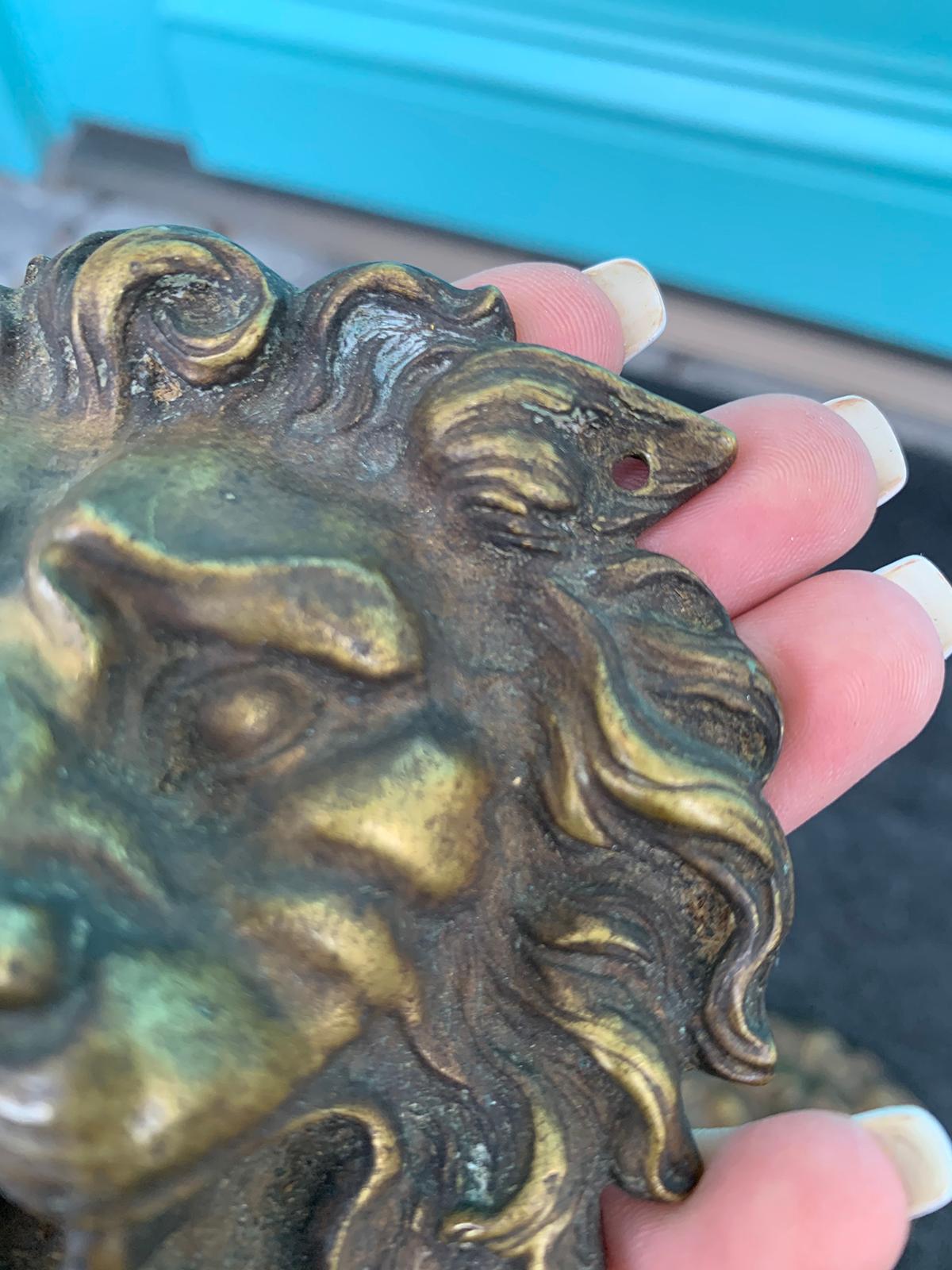 Set of Four 19th-20th Century Bronze Lion Head Medallions For Sale 1