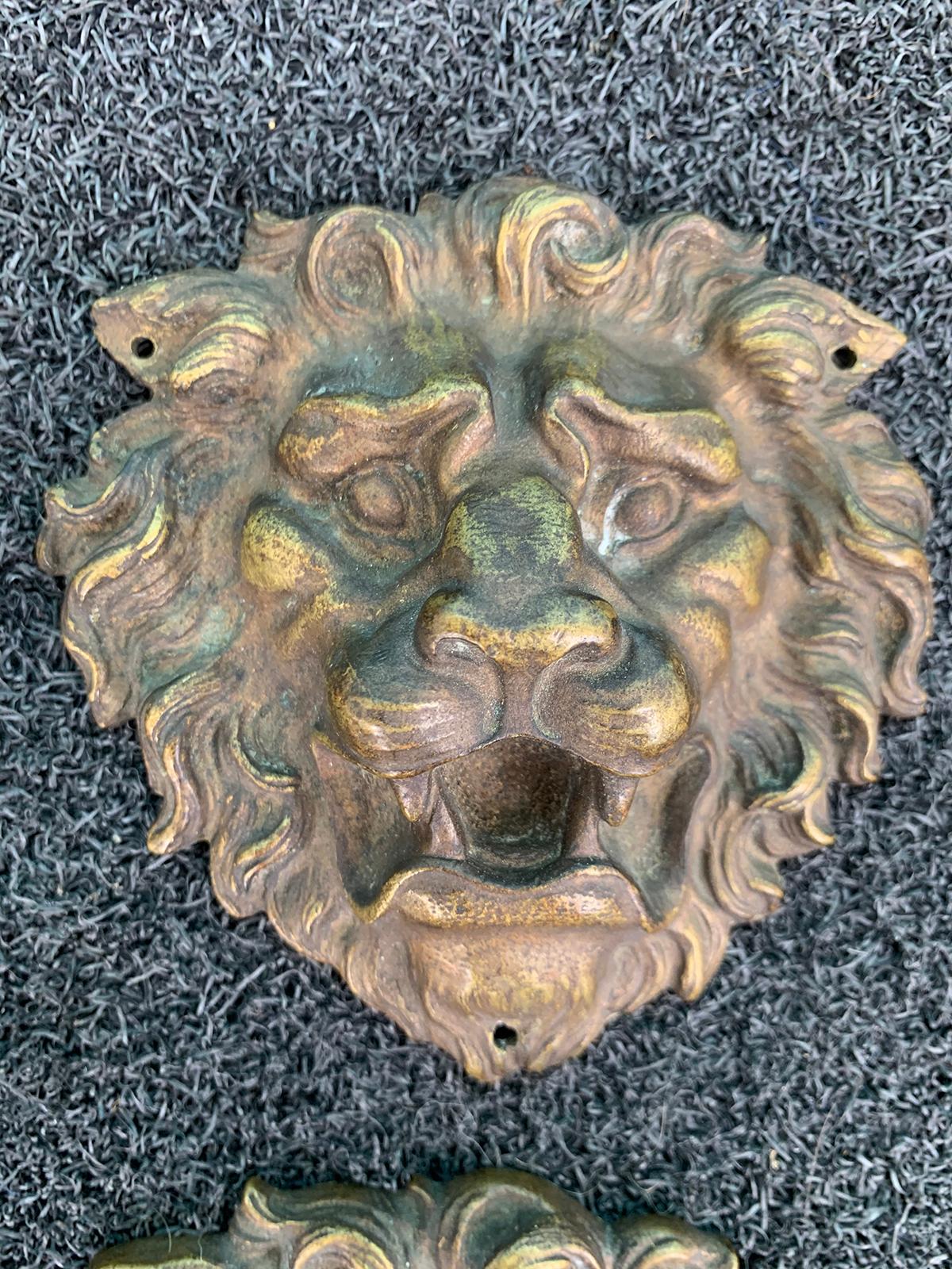 Set of Four 19th-20th Century Bronze Lion Head Medallions For Sale 3