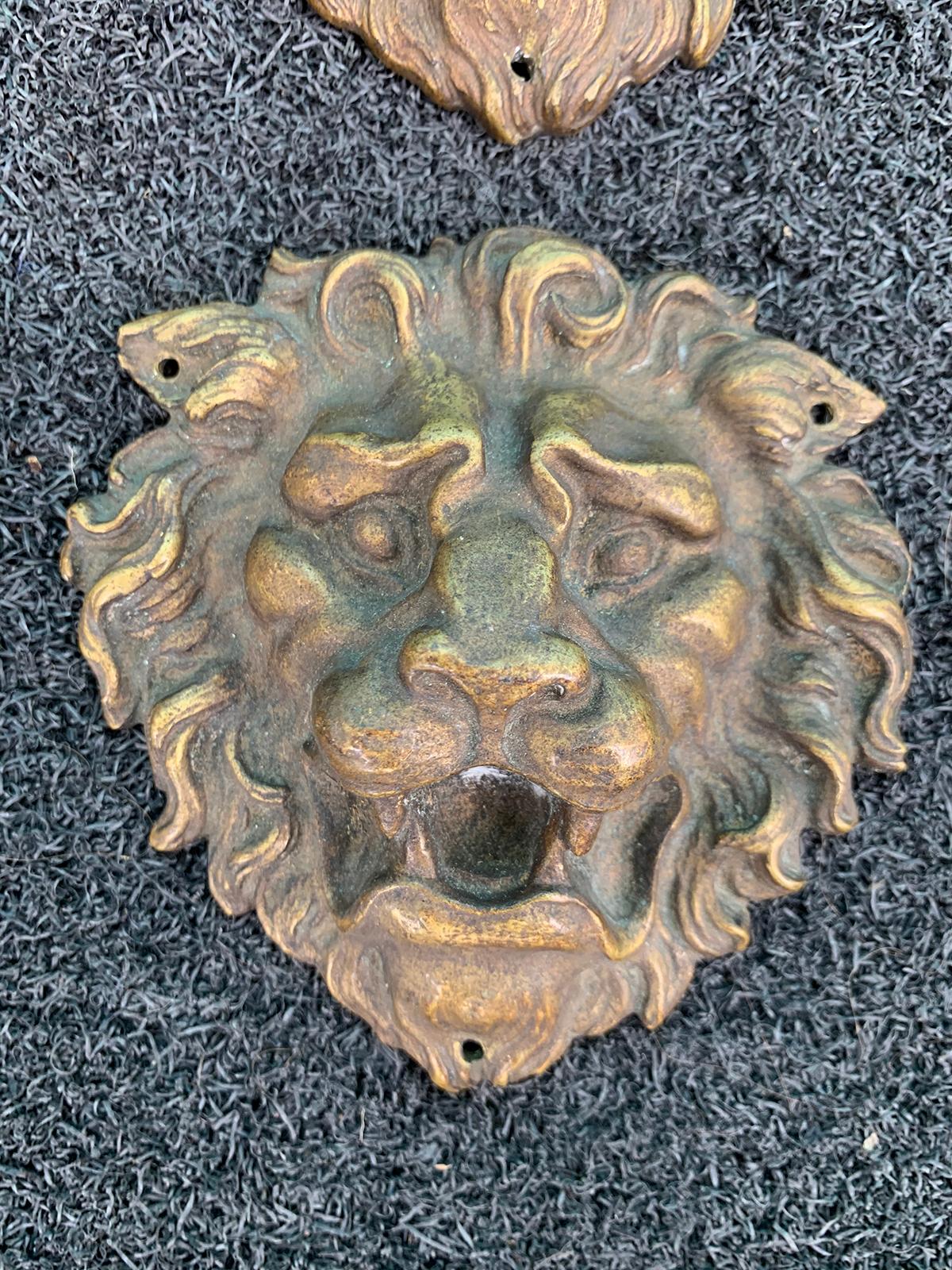 Set of Four 19th-20th Century Bronze Lion Head Medallions For Sale 4