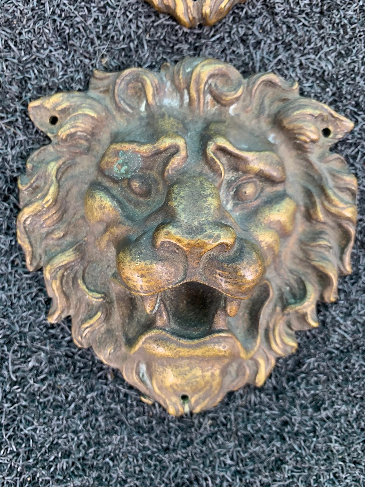 Set of Four 19th-20th Century Bronze Lion Head Medallions For Sale 5