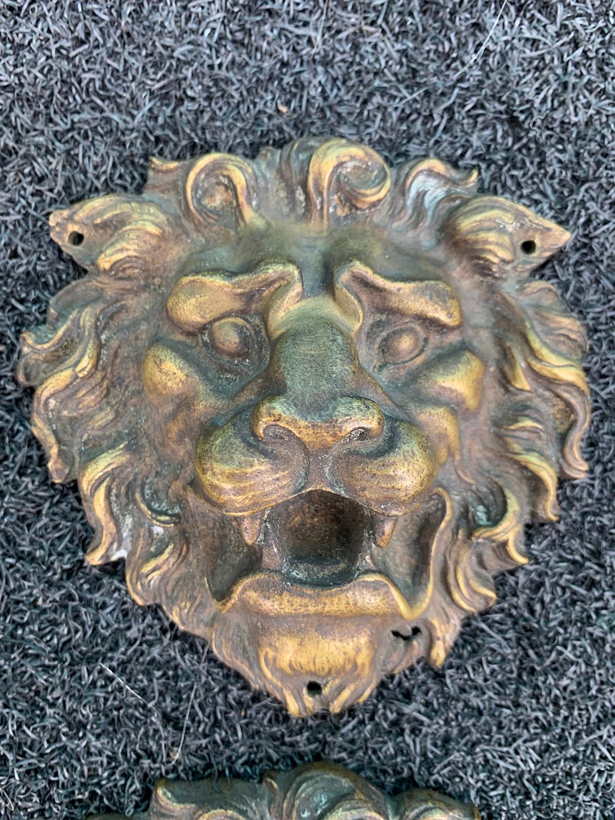 Set of Four 19th-20th Century Bronze Lion Head Medallions For Sale 6