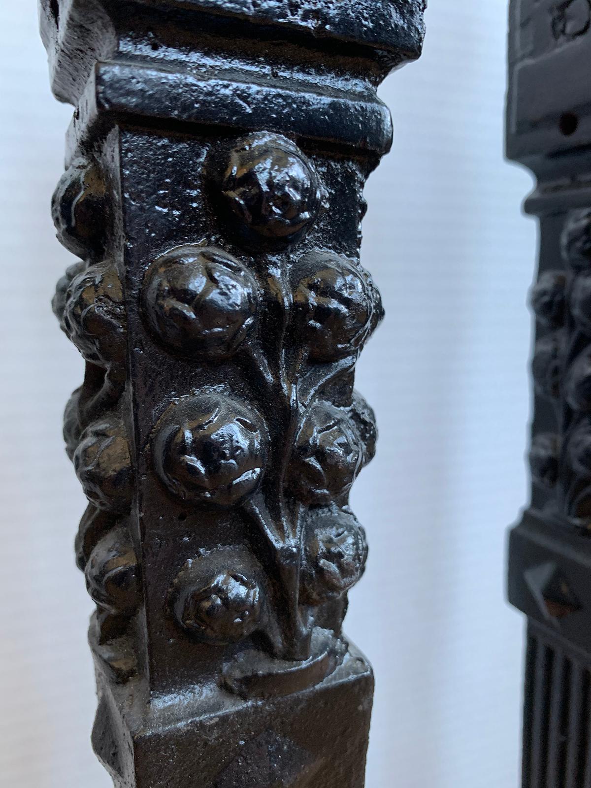 Set of Four 19th-20th Century French Tapered Iron Finials with Flame, Marked For Sale 9