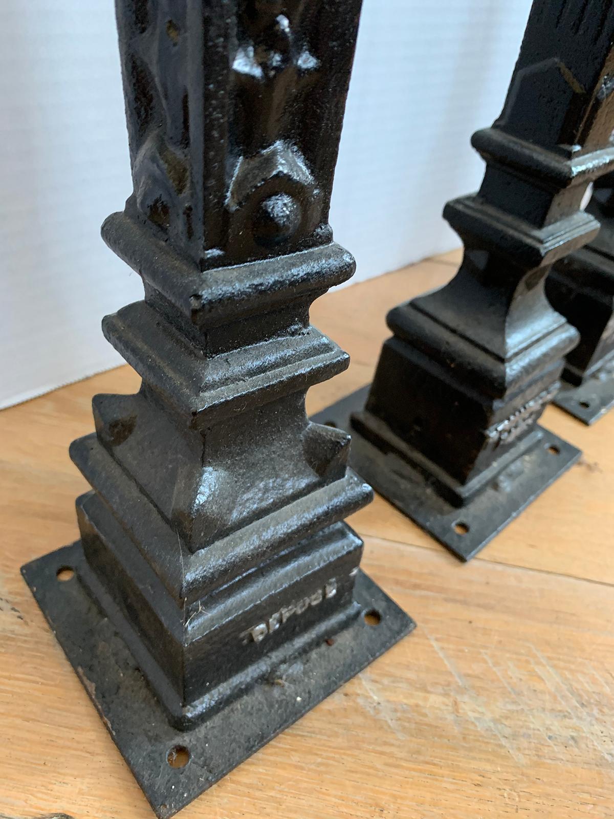 Set of Four 19th-20th Century French Tapered Iron Finials with Flame, Marked For Sale 15