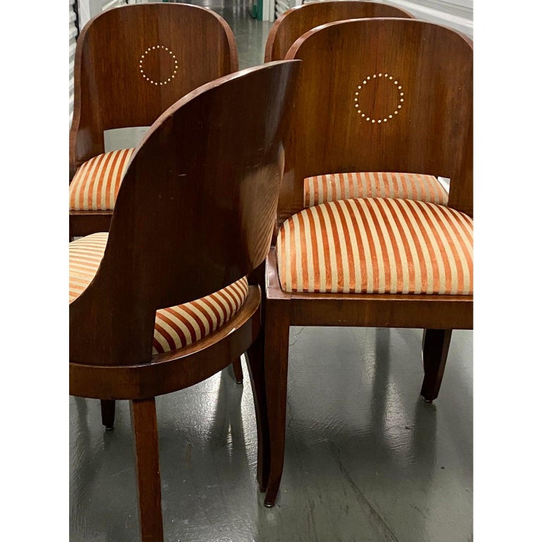 Set Of Four American Empire Gondola Style Dining Chairs With Inlay For Sale At 1stdibs