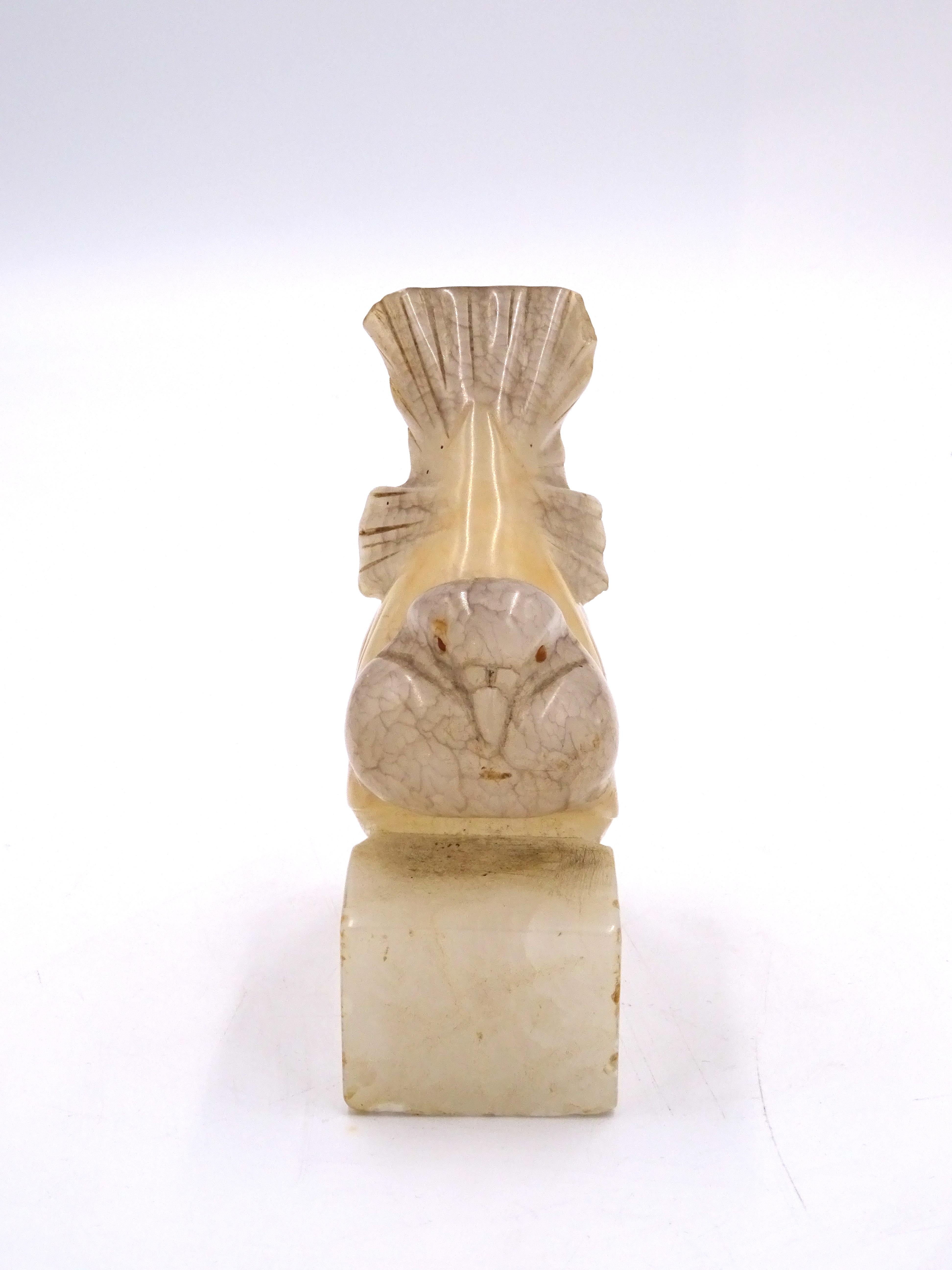 Set of Four 19th-Century Alabaster Bird Sculptures, China For Sale 1