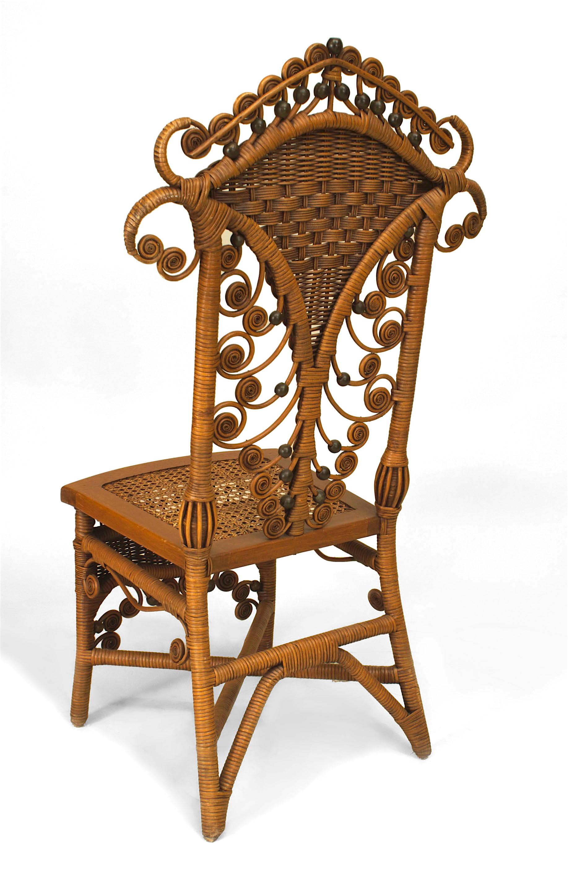 19th Century Set of 4 American Victorian Natural Wicker Side Chairs