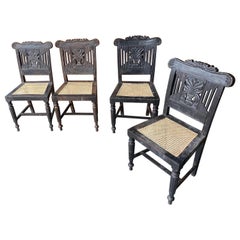 Set of Four 19th Century Anglo-Indian Mahogany Side Chairs from Goa