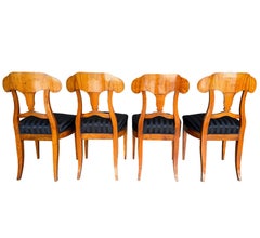 Set of Four Biedermeier Dining Chairs, Cherrywood, Circa 1820-1840