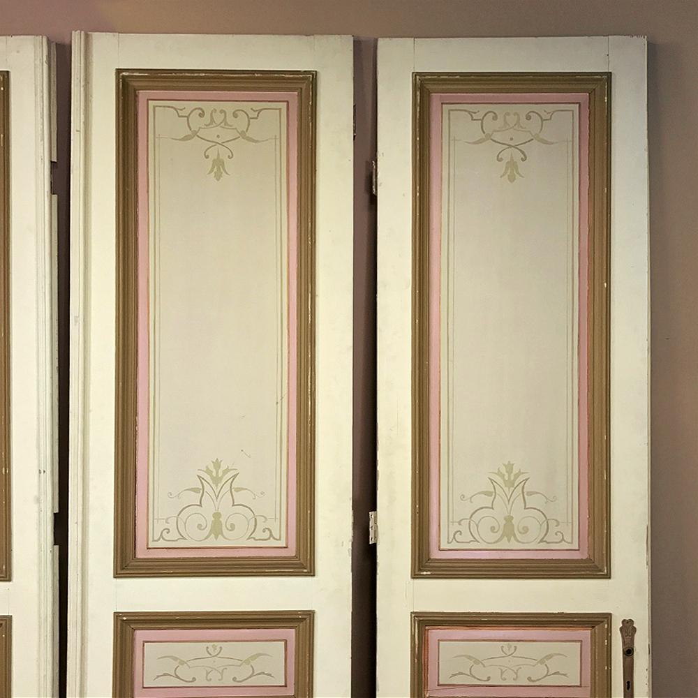 Set of Four 19th Century Art Nouveau Period Hand Painted French Doors For Sale 6