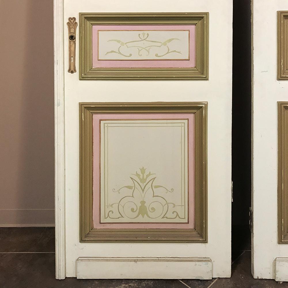 Set of Four 19th Century Art Nouveau Period Hand Painted French Doors For Sale 7
