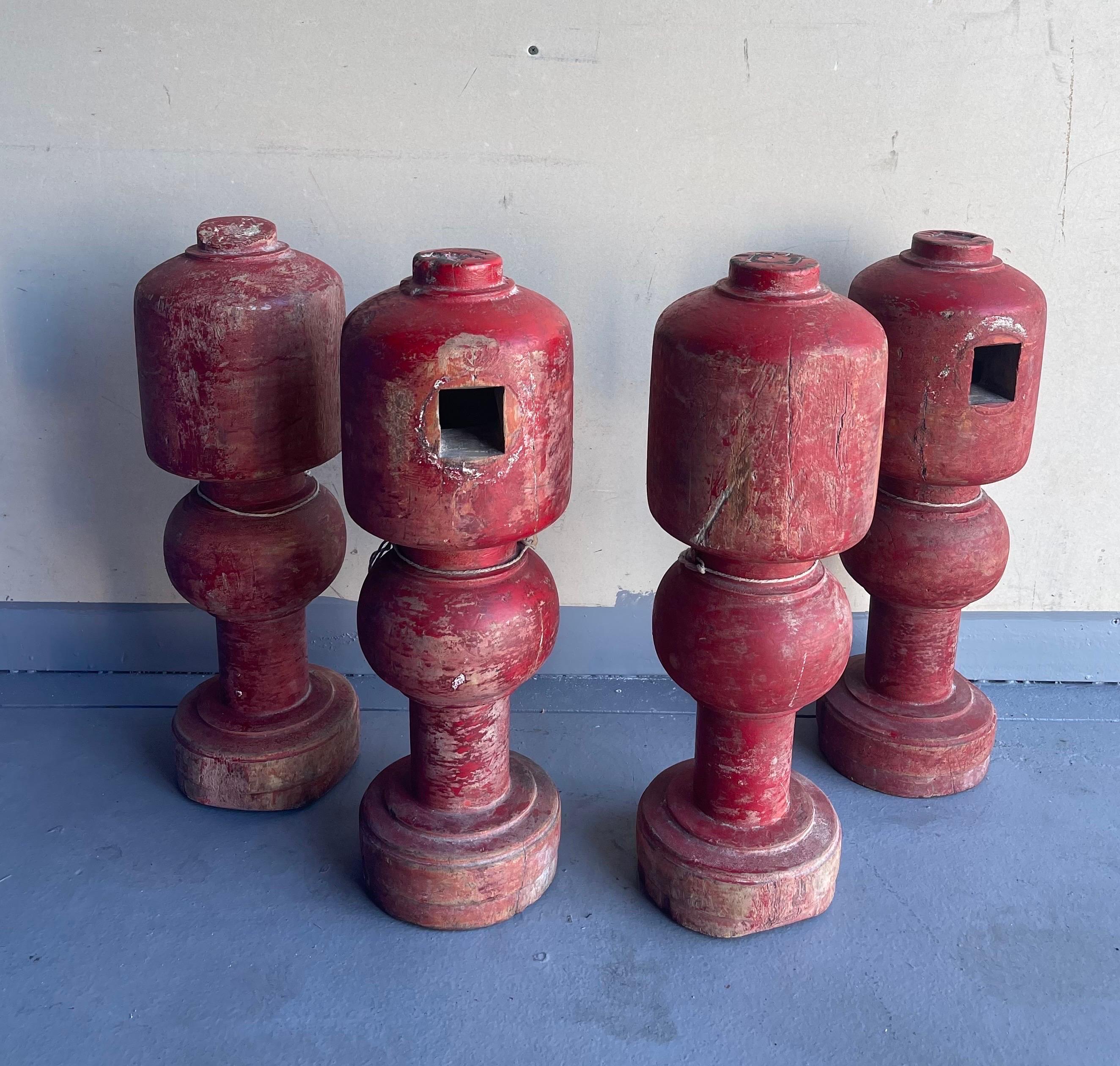 Set of Four 19th Century Asian Temple Posts For Sale 1
