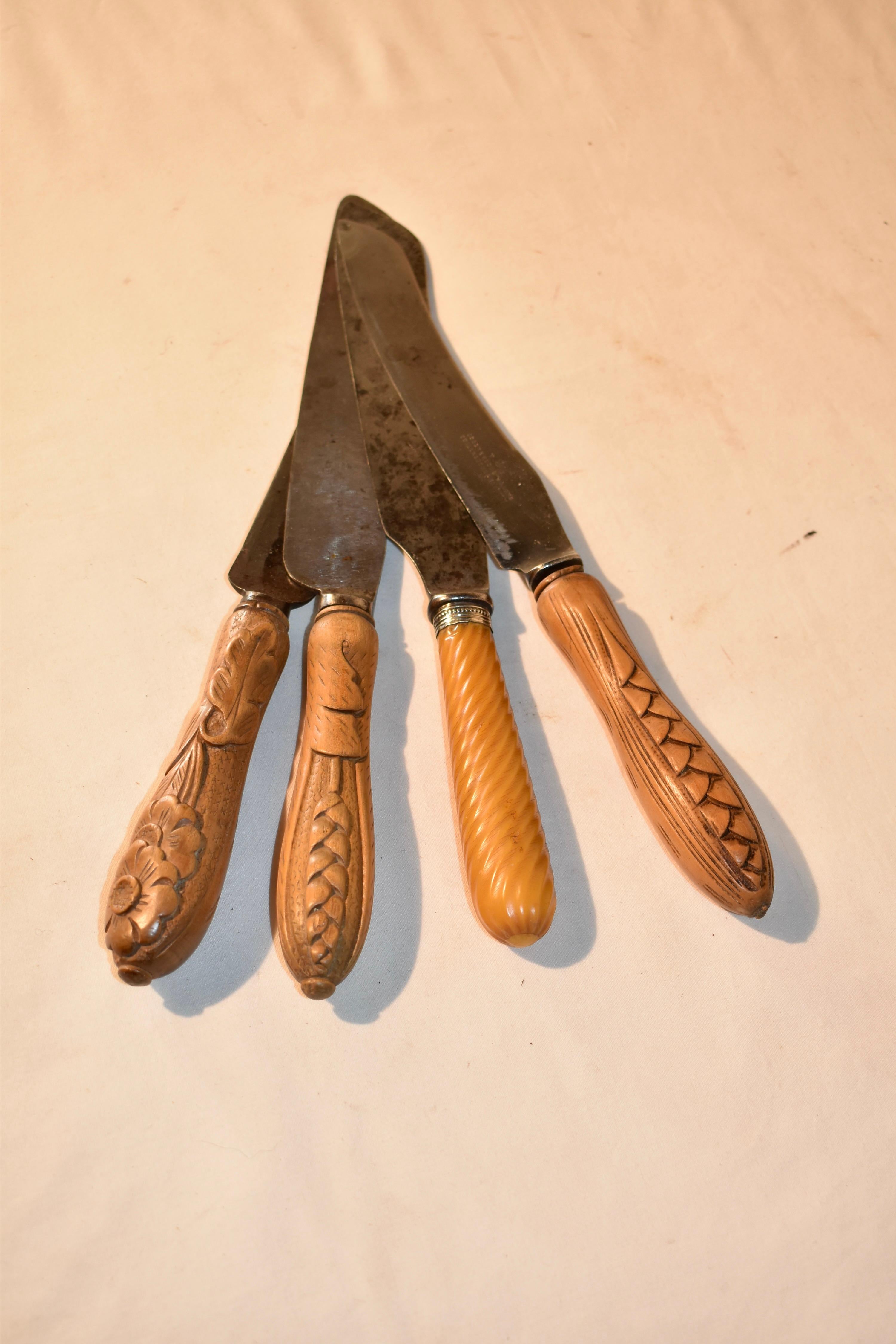 Victorian Set of Four 19th Century Bread Knives For Sale