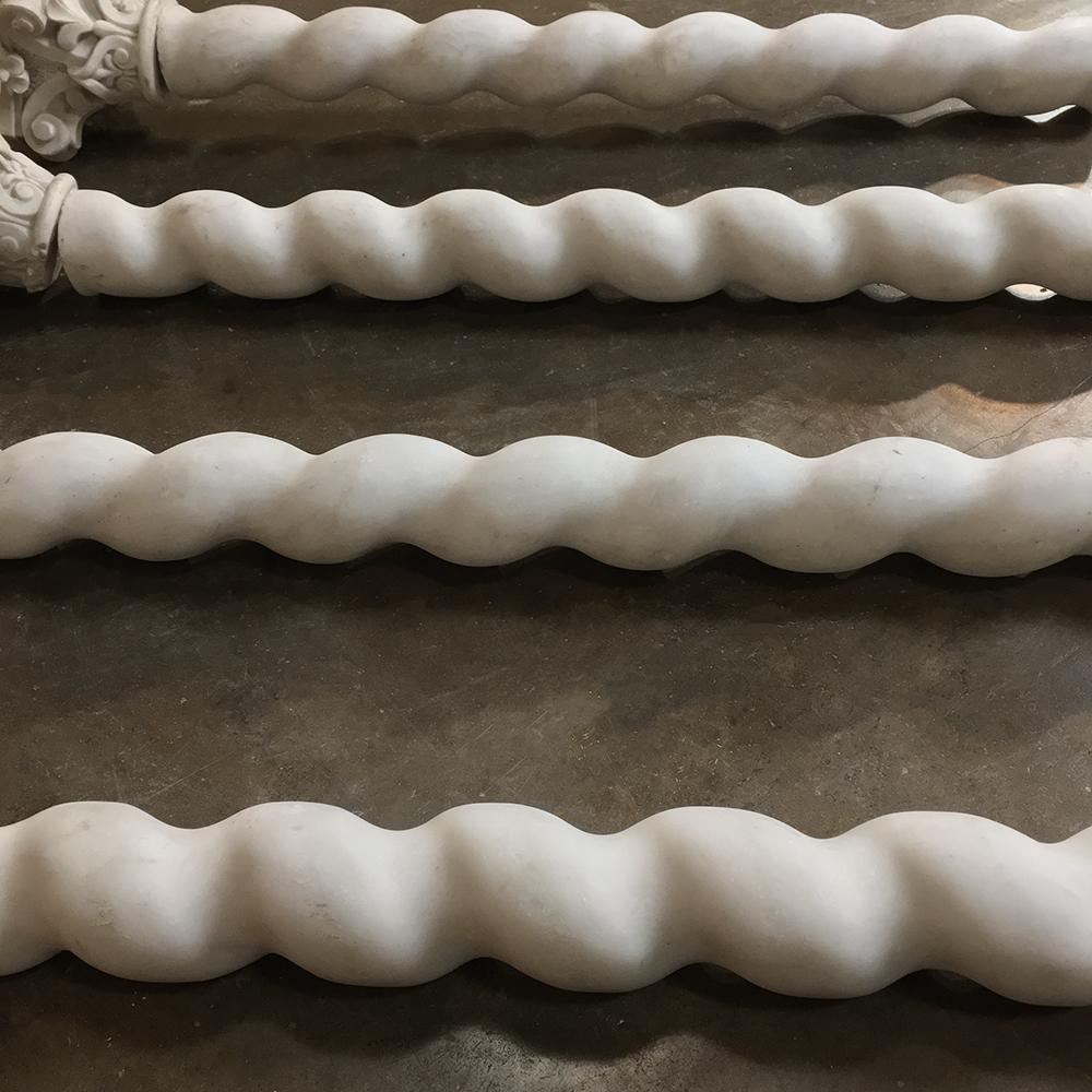 Set of Four 19th Century Cararra Marble Columns with Byzantine Capitals In Good Condition For Sale In Dallas, TX