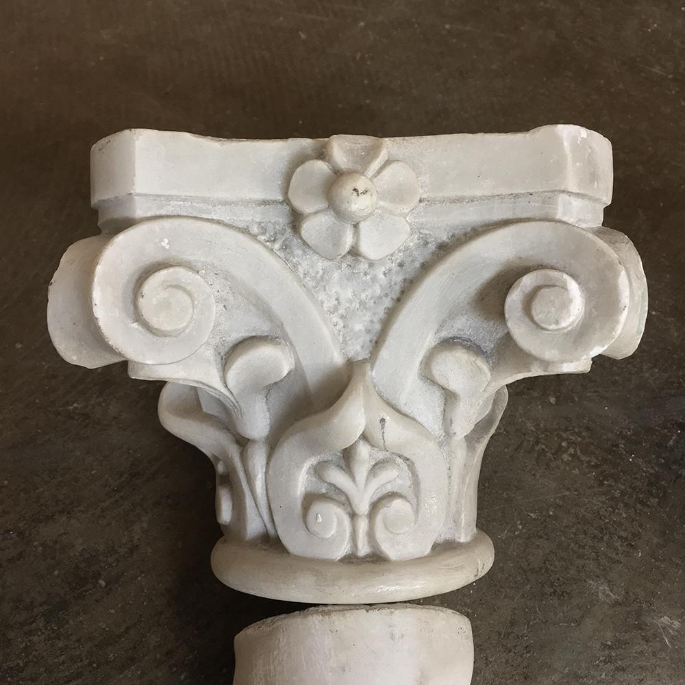 Set of Four 19th Century Cararra Marble Columns with Byzantine Capitals For Sale 1