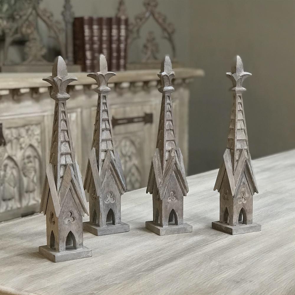Mid-19th Century Set of Four 19th Century Carved Wood Gothic Spires