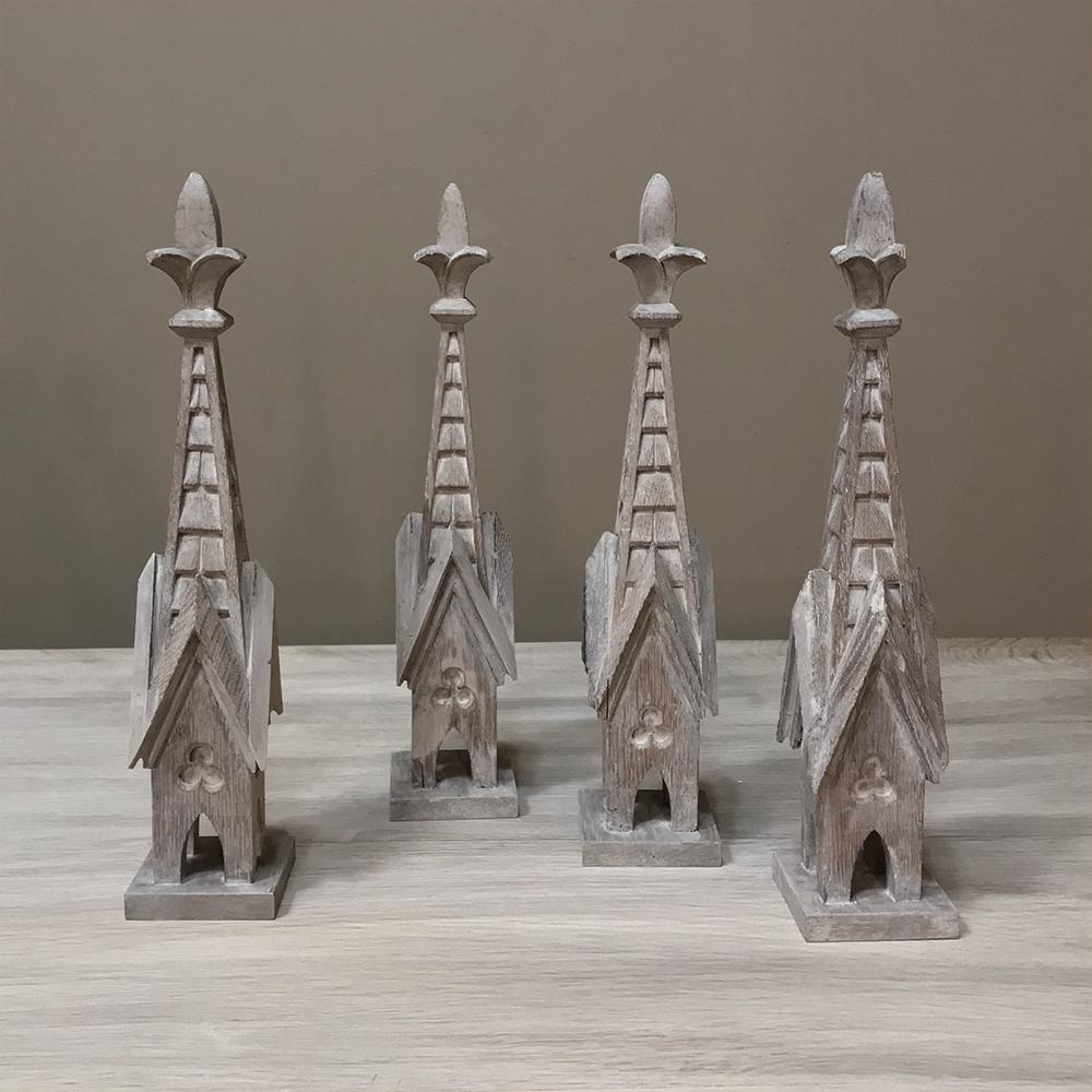 Set of Four 19th Century Carved Wood Gothic Spires In Good Condition In Dallas, TX