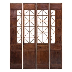 Set of Four 19th Century Chinese Lattice Scholars Panels