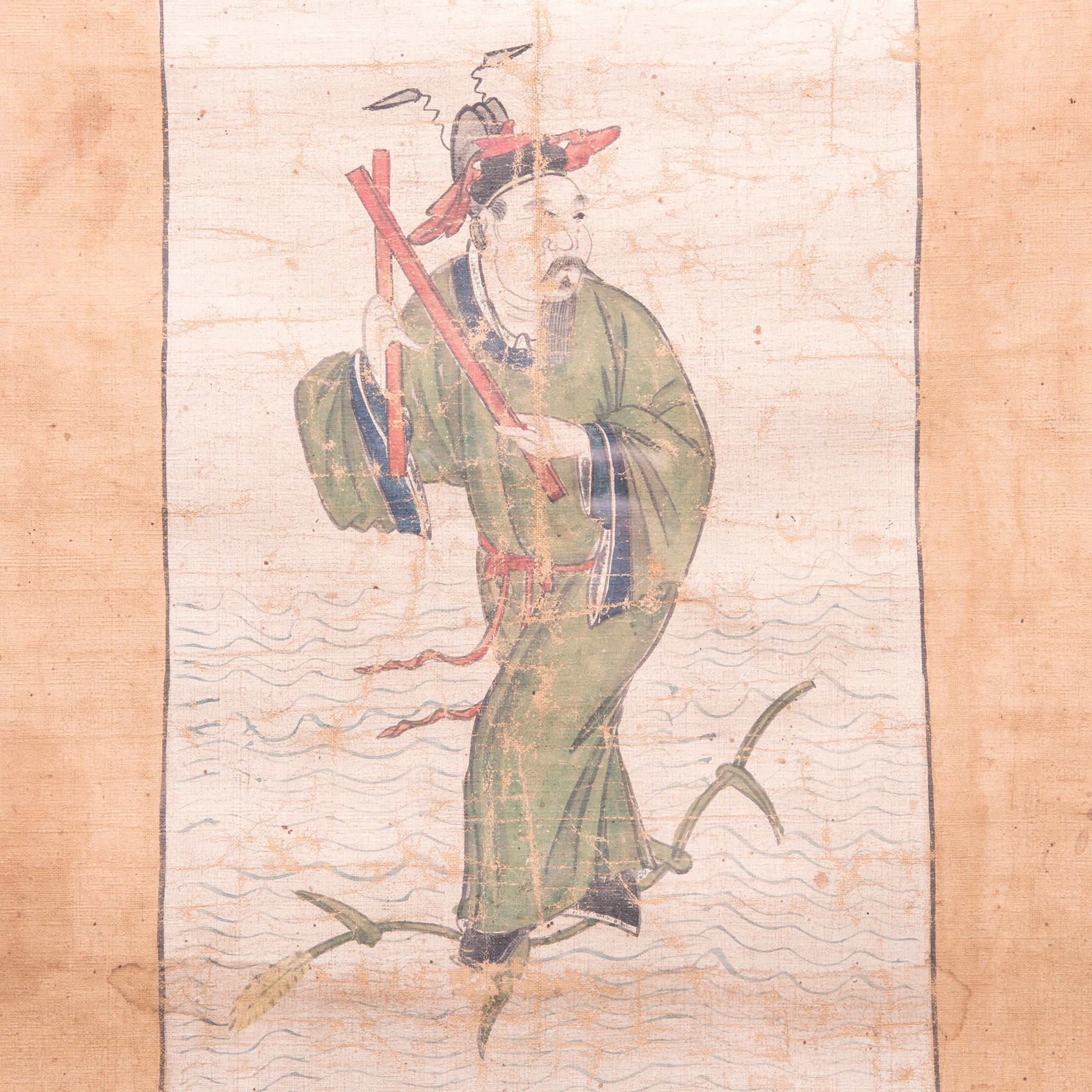 Qing Set of Four Chinese Immortals Screen Paintings, c. 1850 For Sale