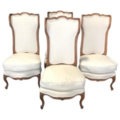 Set of Four 19th Century Curvy Elegant French Louis XVI Style Wingback Bergères