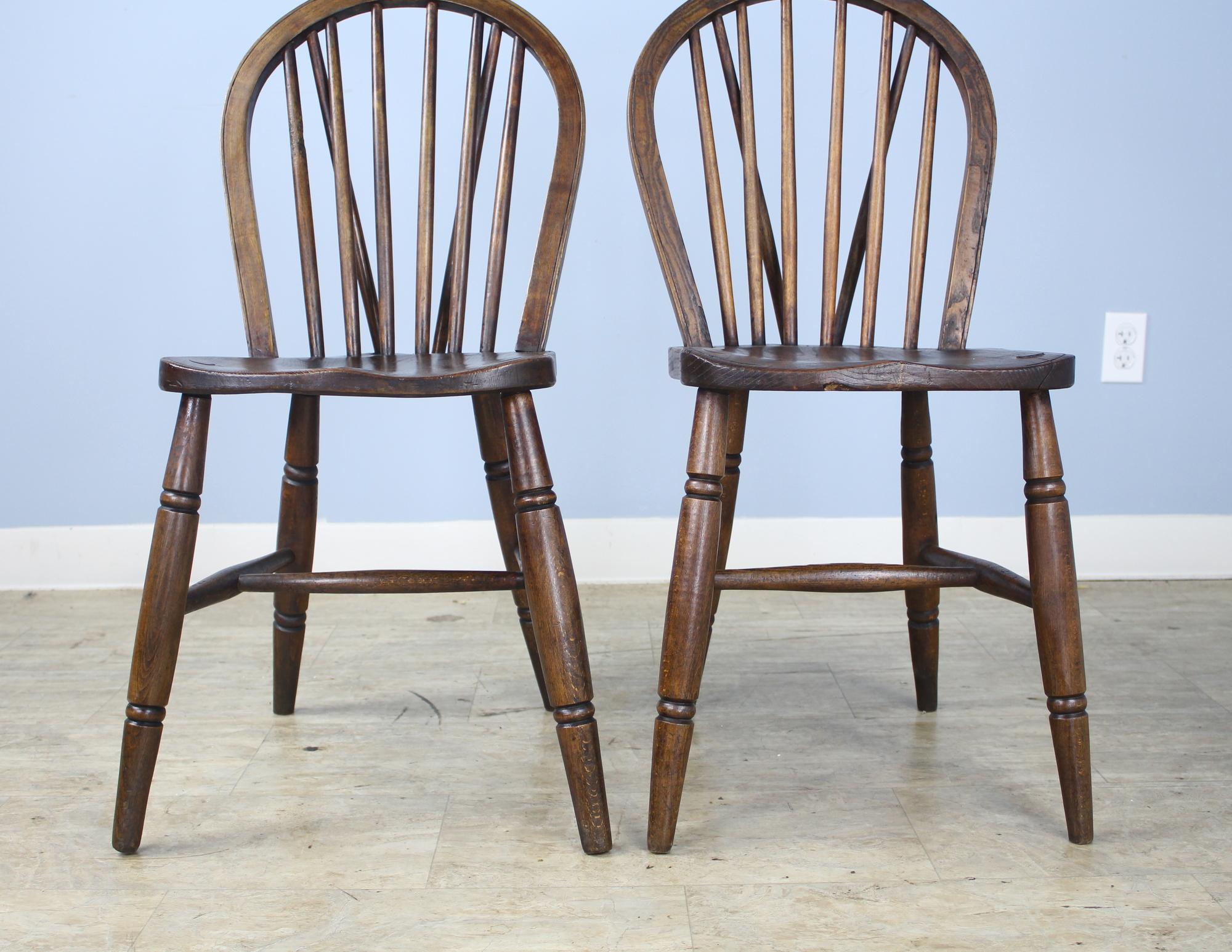 Set of Four 19th Century Elm Windsor Chairs 1