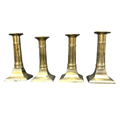 Set of Four 19th Century English Brass Candlestick Holders