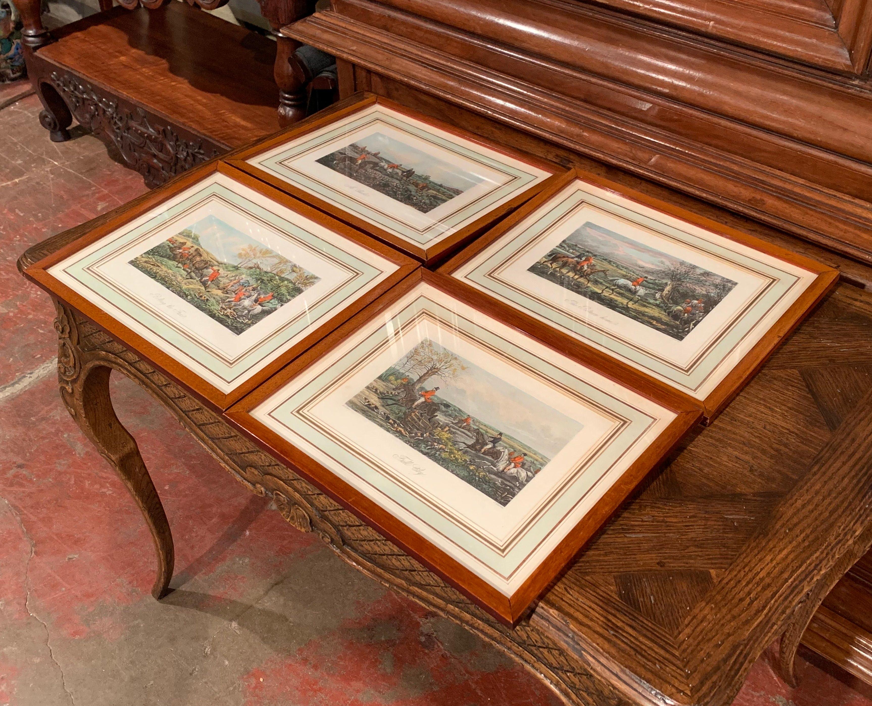 Set of Four 19th Century English Framed Hunt Scenes Signed Watercolors 7
